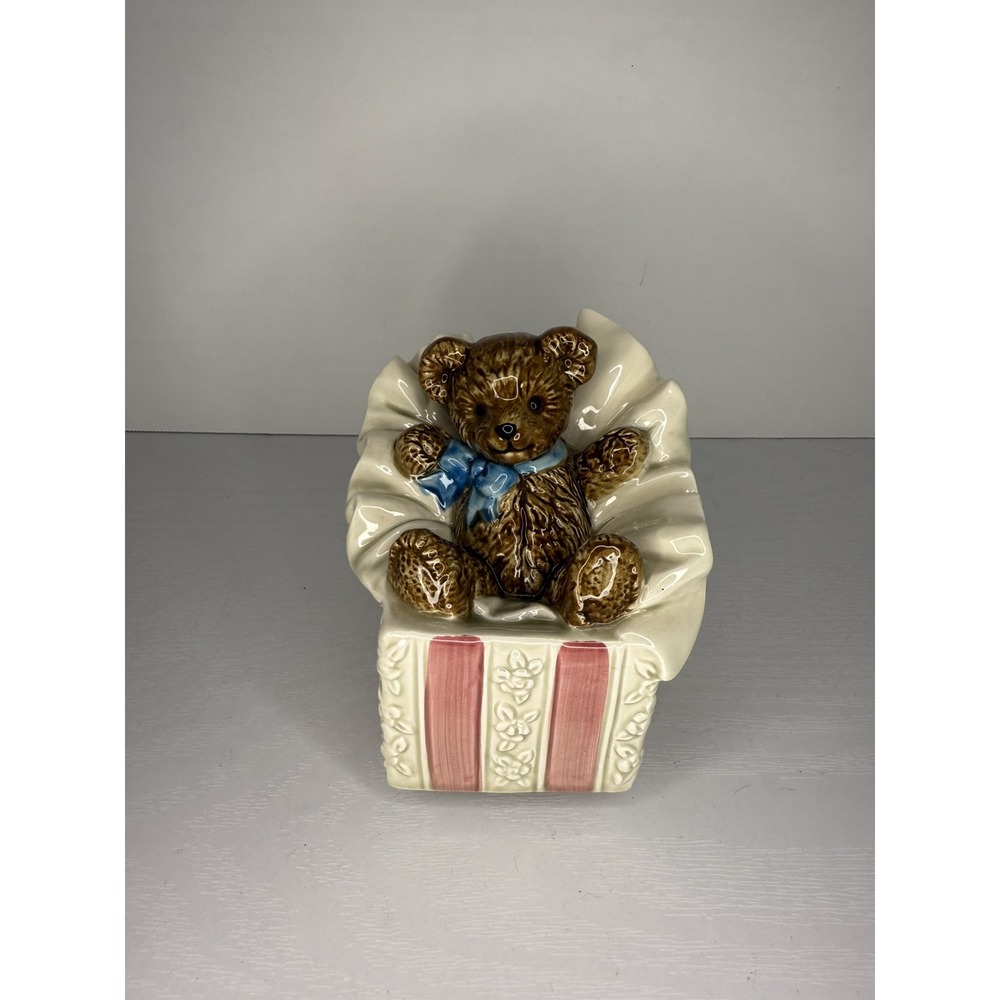 Gibson Otagiri Ceramic Teddy Bear Music Box ~ Plays "Let Me Be Your Teddy Bear"